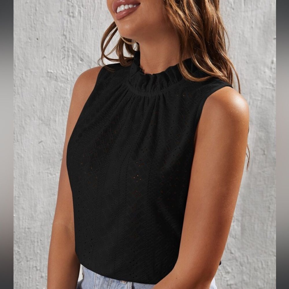 SHEIN VCAY Frill Trim Schiffy Tie Back Tank Top